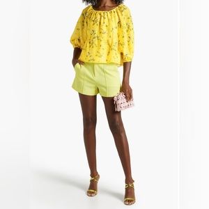 ALICE + OLIVIA Alta Floral-print Cotton And Silk-blend Voile Top- Size XS